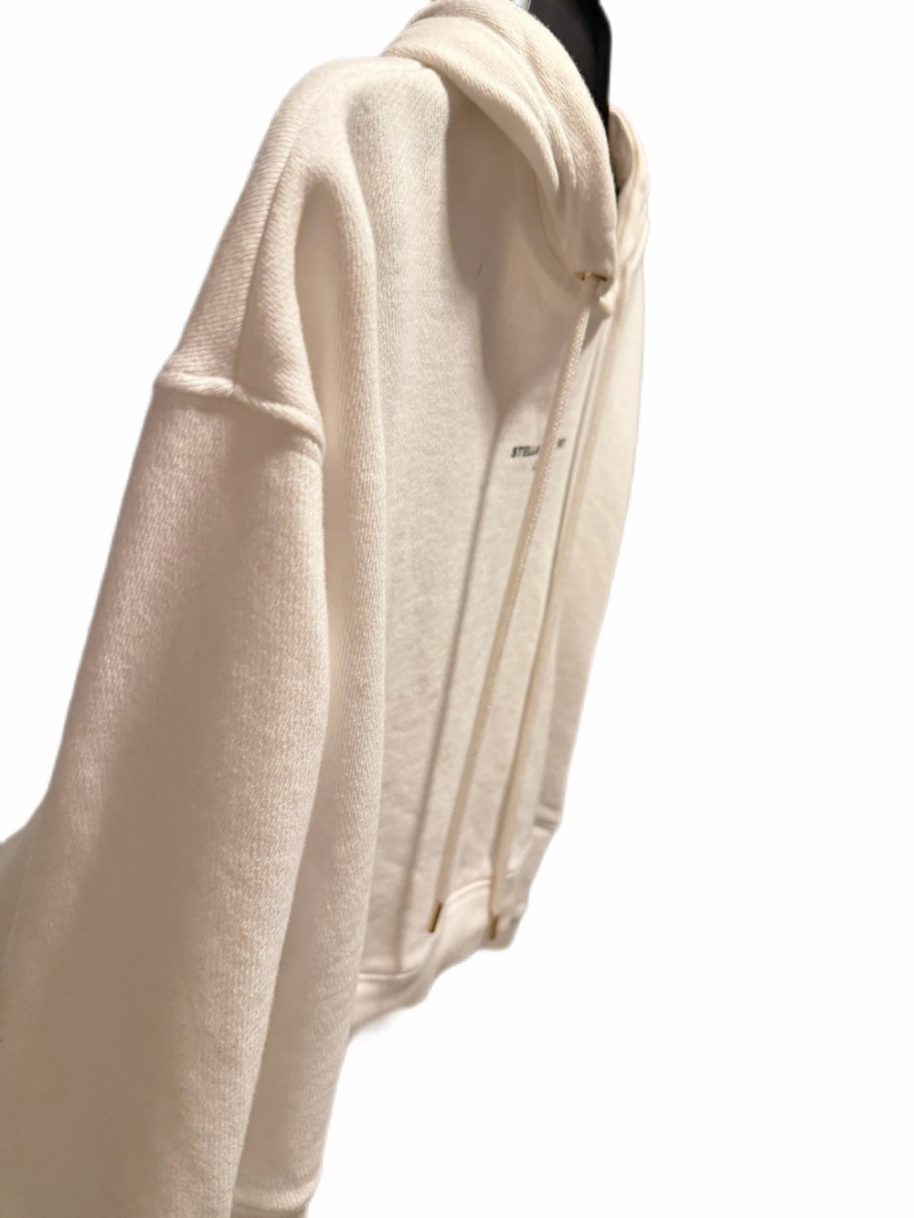 Stella McCartney White Cropped Hooded sweatshirt with black logo on front sz 40 - Picture 5 of 15